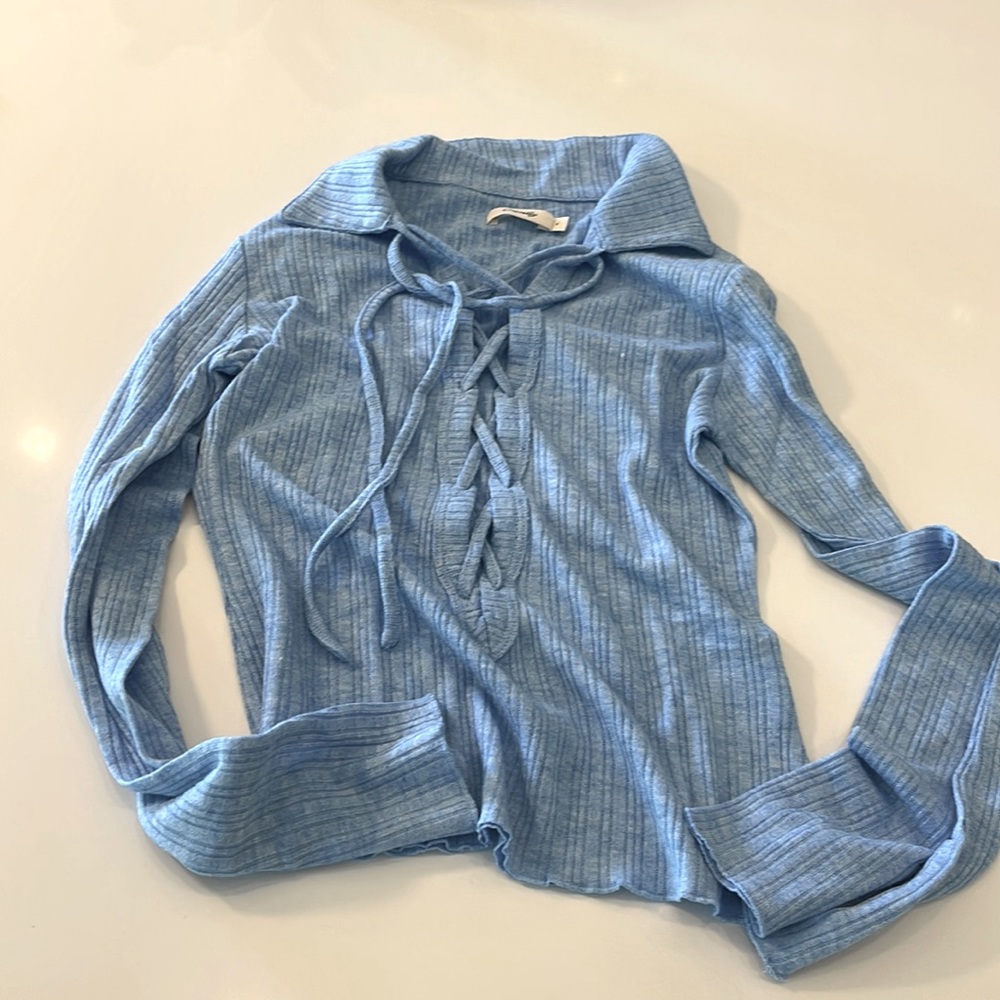Ownley SUPER soft and cozy tie up collared top